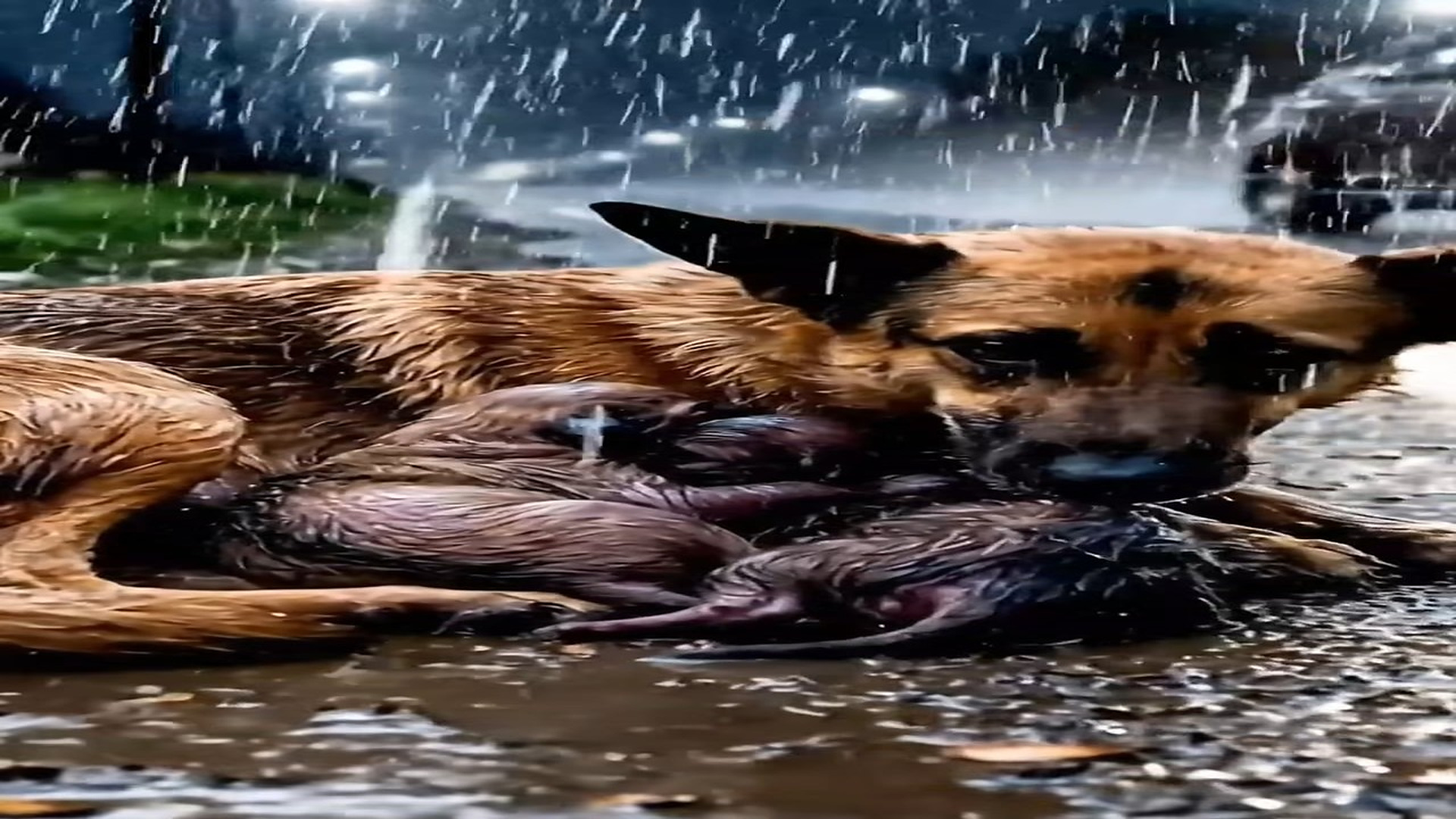 Full Video : N1606027_A Police Officer s Kindness Saves a Mother Dog Her Newborn Puppies in Rain