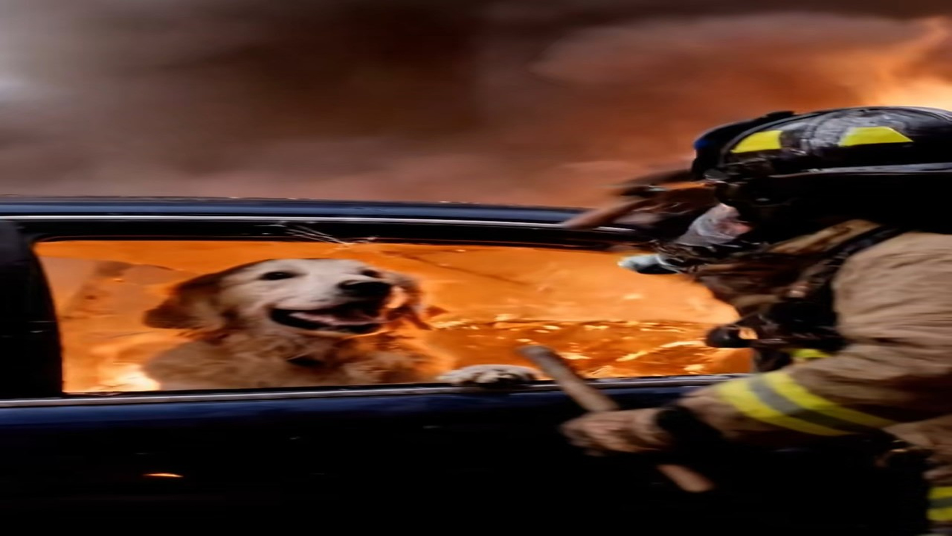 Full Video : N1606065_Heroic Rescue Team Smashes Window to Save Trapped Dog