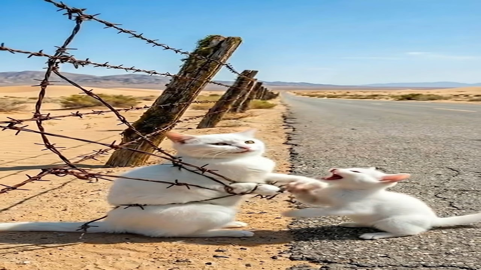 Full Video : N2407036_K cat cries protection border fence. #cat #catlovers #rescu