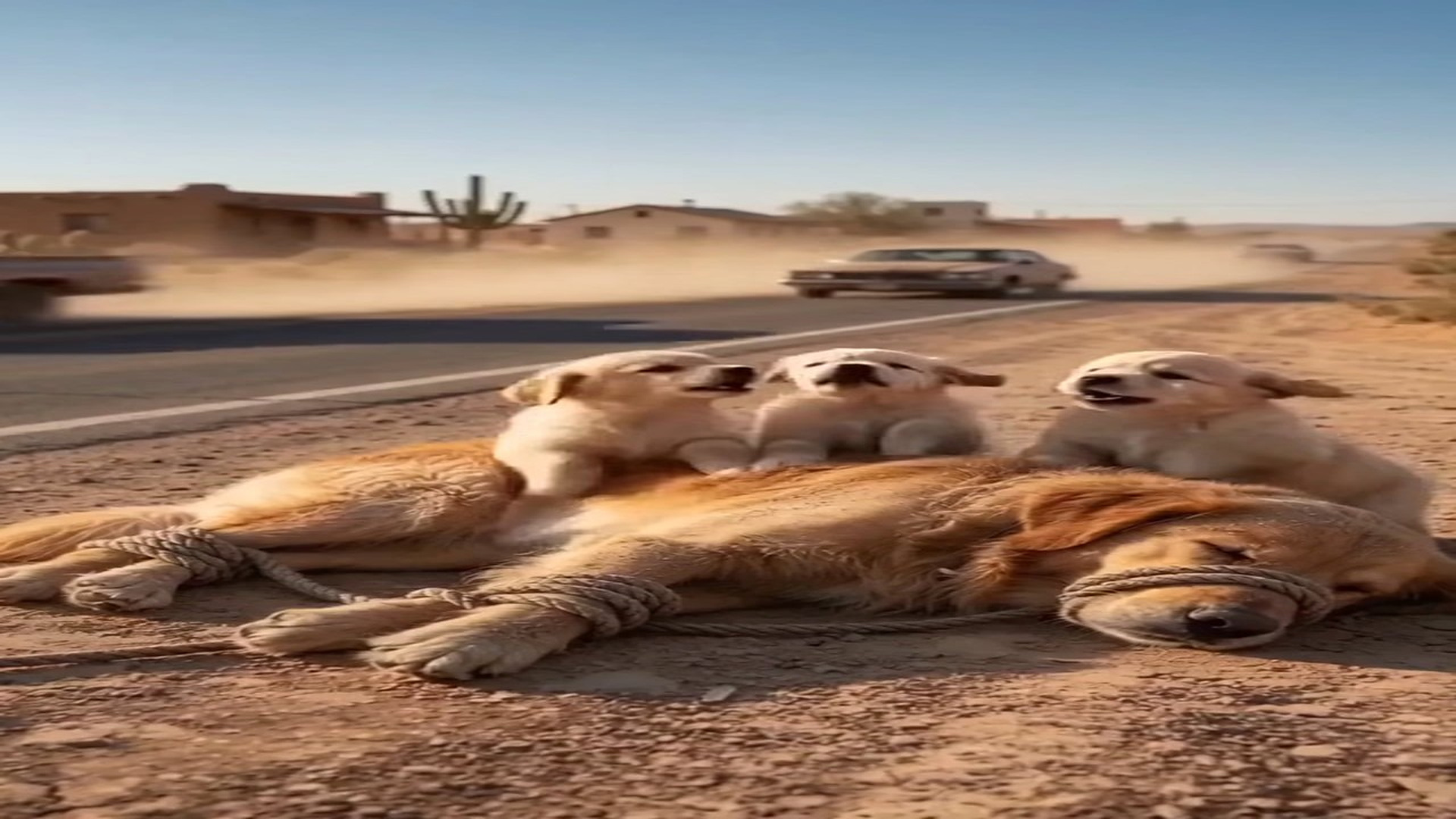 Full Video : N0808017_A Mother Bound Her Puppies Refused to Leave #dog #doglover #puppy #